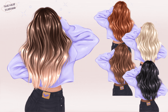Fashion Girl in Denim: Girly Clip Art for Modern Projects