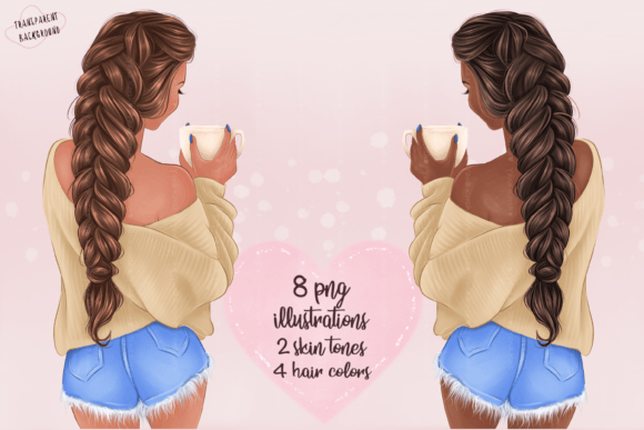 Fashion Girl with Coffee Planner Clipart: A Creative Asset