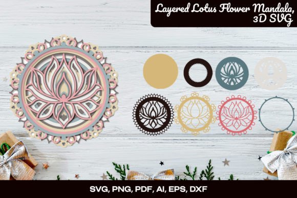 Layered Lotus Flower Mandala: Your 3D SVG Cutting Files