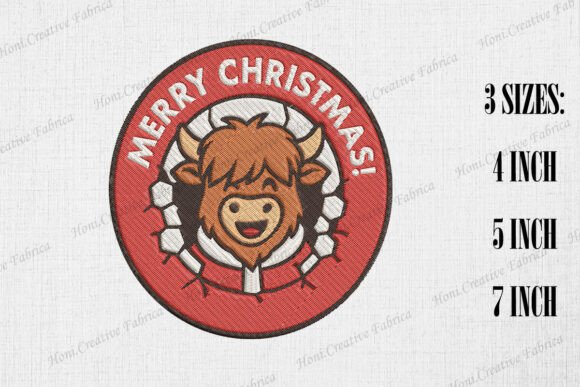 Merry Christmas Cute Highland Cow Embroidery: A Festive Design for Every Crafter