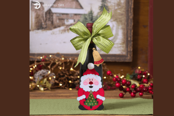 Santa Wine Bottle Wrapper: A Festive SVG for Holiday Cheer